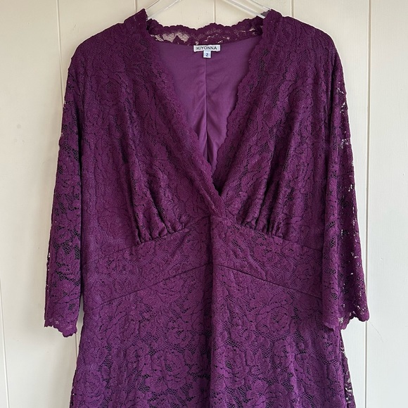 Kiyonna Plum Scalloped Lace Boudoir Dress Kiyonna Size 2 - 18/20 - Picture 4 of 12